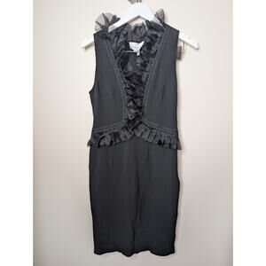 Gai Mattiolo Black Sheath Dress With Ruffles Size 46 (US 10 - See Measurements)